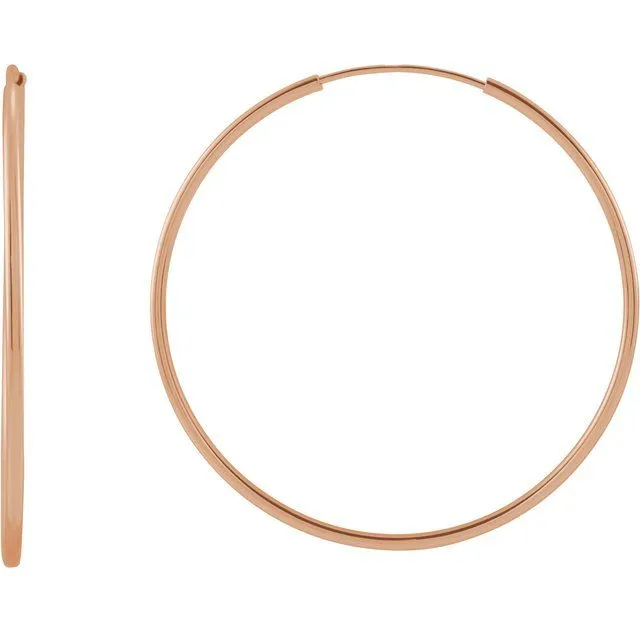 14K Rose Gold 30 mm Flexible Endless Huggie Earrings