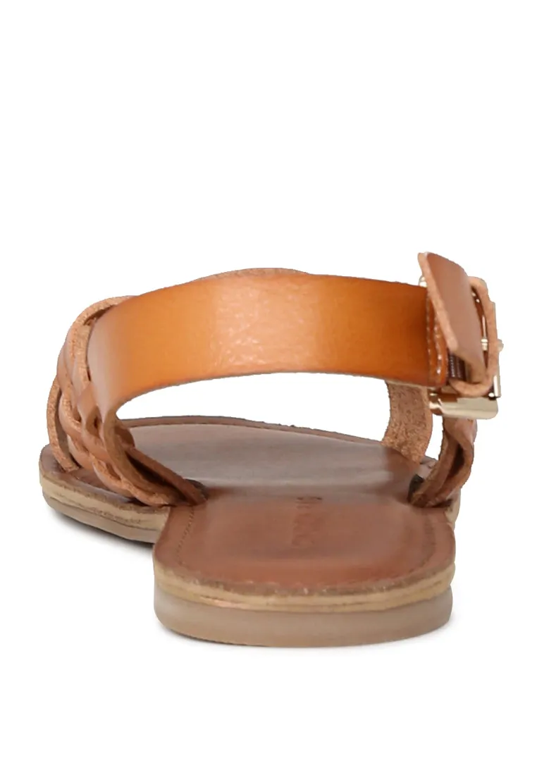 Amber Woven Flat Strap Sling Back Sandals
