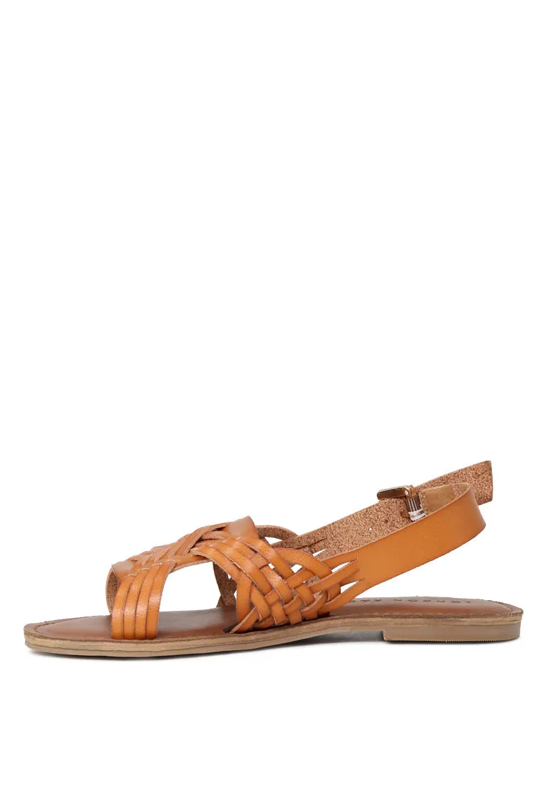 Amber Woven Flat Strap Sling Back Sandals
