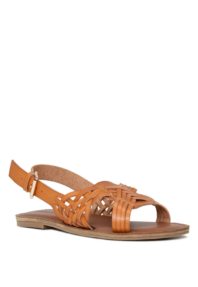 Amber Woven Flat Strap Sling Back Sandals