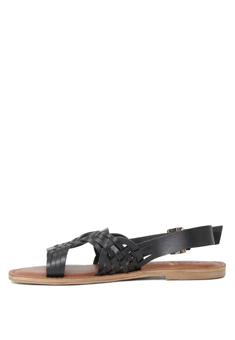 Amber Woven Flat Strap Sling Back Sandals