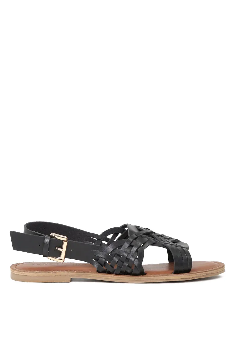 Amber Woven Flat Strap Sling Back Sandals