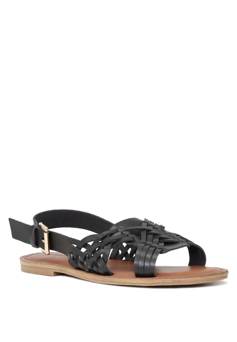 Amber Woven Flat Strap Sling Back Sandals