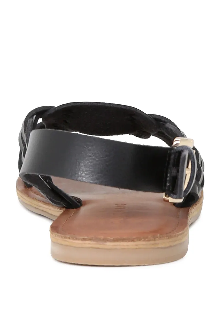 Amber Woven Flat Strap Sling Back Sandals