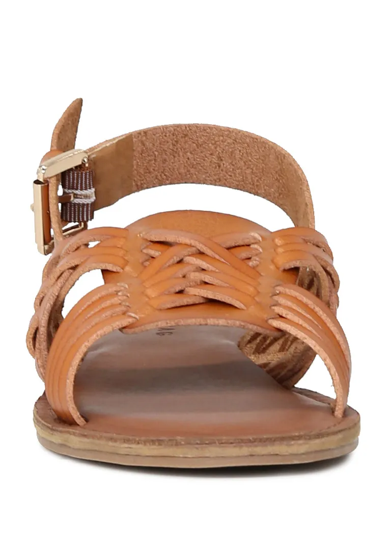 Amber Woven Flat Strap Sling Back Sandals