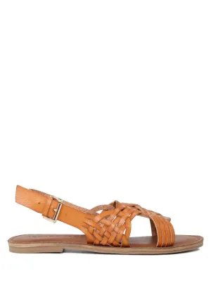 Amber Woven Flat Strap Sling Back Sandals