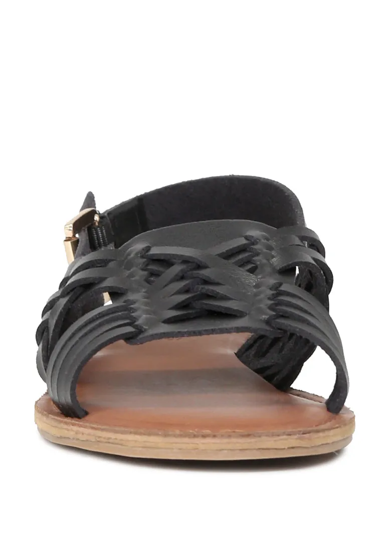 Amber Woven Flat Strap Sling Back Sandals