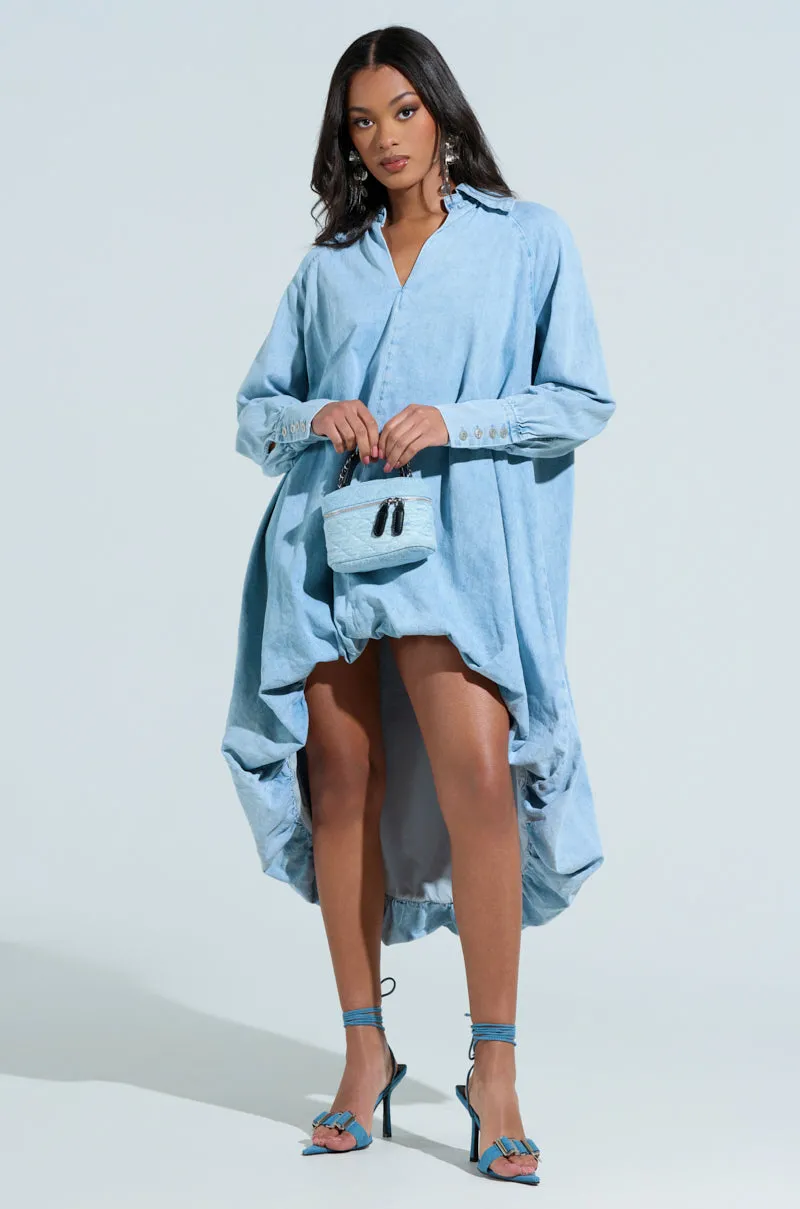AMELIA DENIM HIGH-LOW DRESS