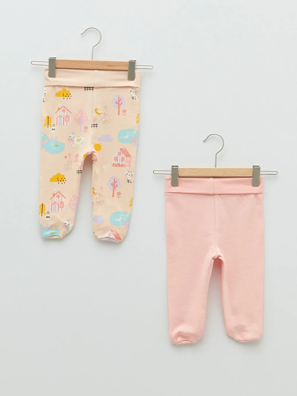 Baby Girl Trousers with Elastic Waist Booties, 2 Pcs