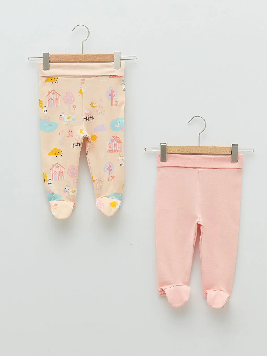 Baby Girl Trousers with Elastic Waist Booties, 2 Pcs