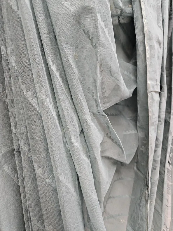 Balaram Saha➟ Dhakai Jamdani Green Handwoven Soft Jamdani Saree