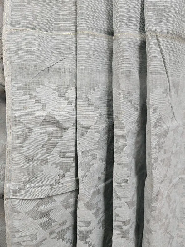 Balaram Saha➟ Dhakai Jamdani Green Handwoven Soft Jamdani Saree