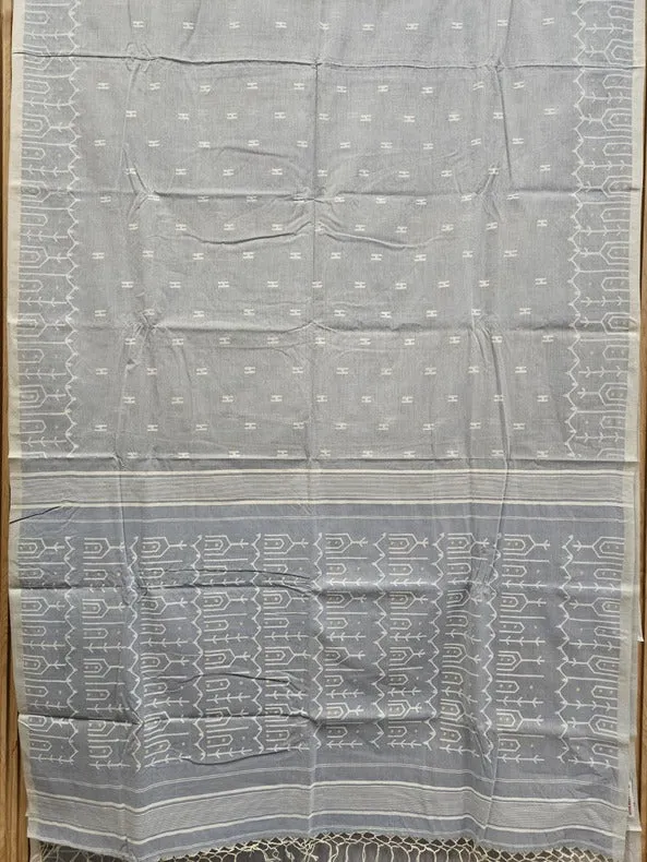 Balaram Saha’s Exclusive Light Blue Handwoven Cotton Jamdani Saree
