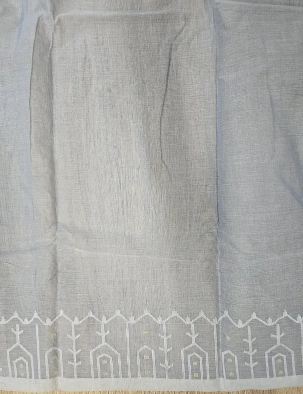 Balaram Saha’s Exclusive Light Blue Handwoven Cotton Jamdani Saree