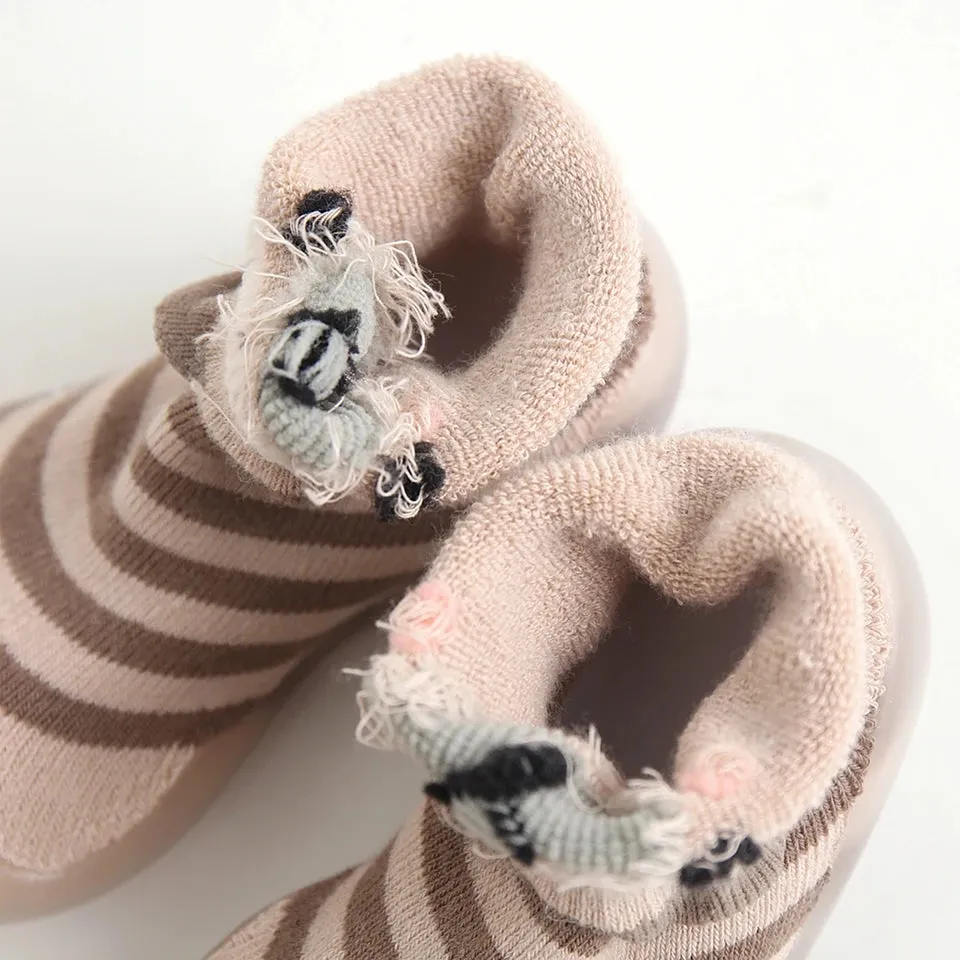 Bear Face Lining Grey Silicone Socks Shoes 2607 B