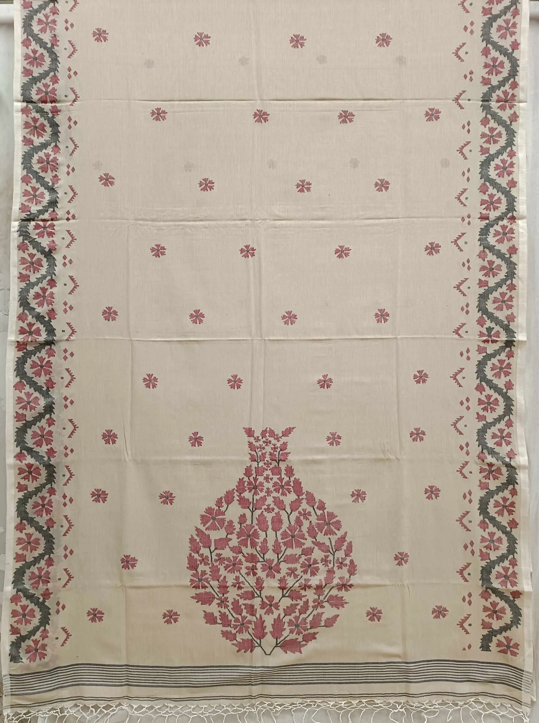 Beige Soft Handloom Handwoven Cotton Jamdani saree