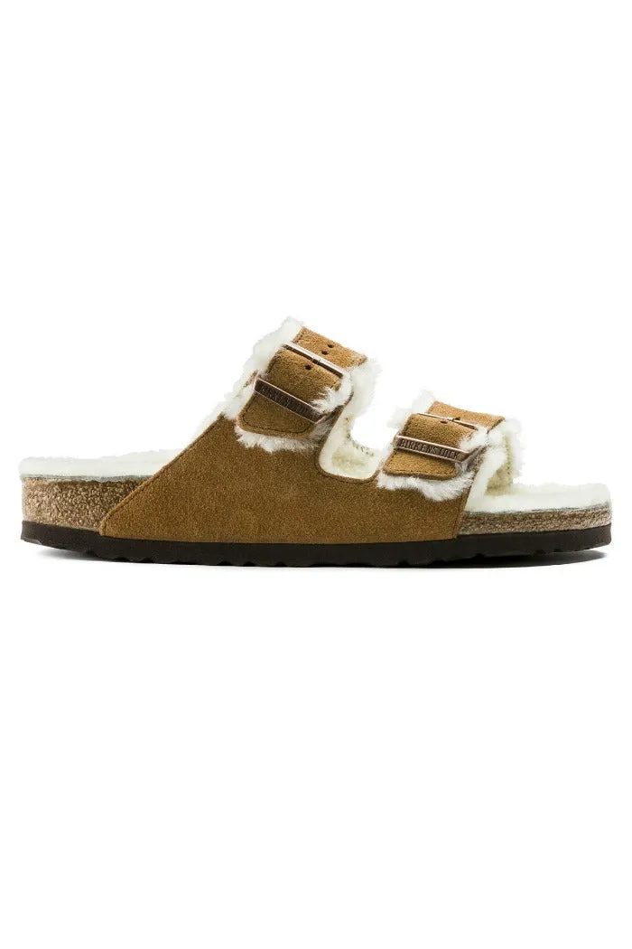 Birkenstock Arizona Fur Narrow Width in Mink