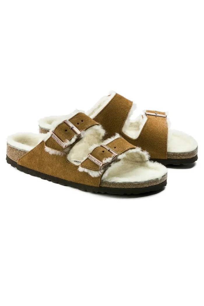 Birkenstock Arizona Fur Narrow Width in Mink