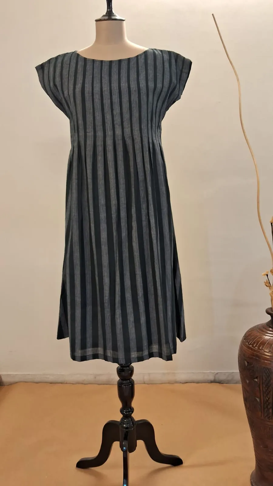 Black & Grey Striped Thulian Dress
