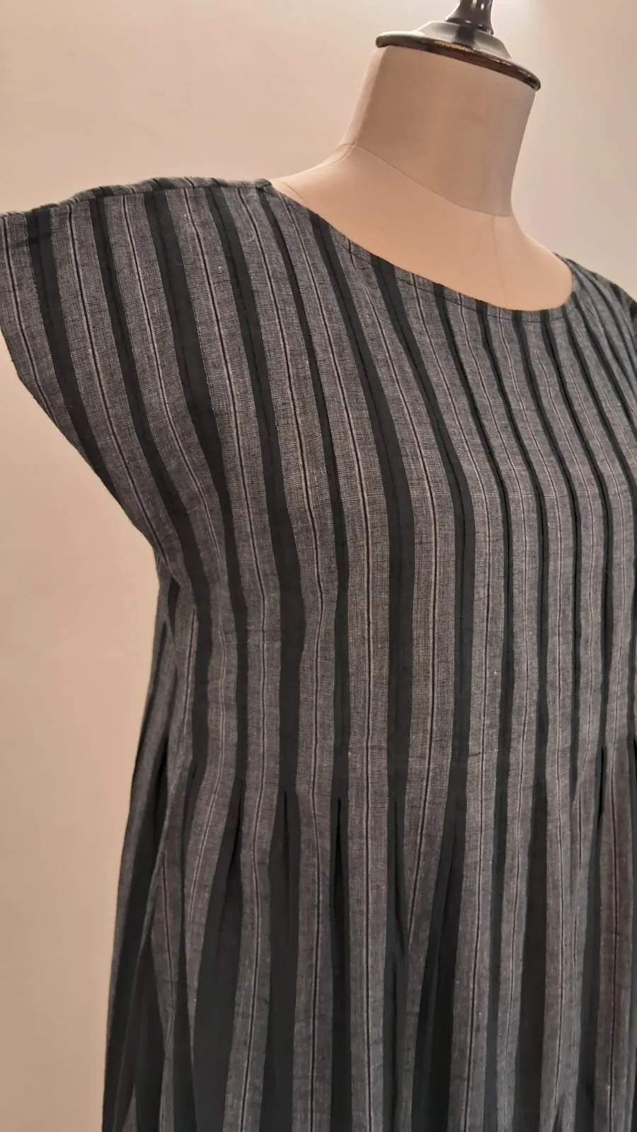 Black & Grey Striped Thulian Dress