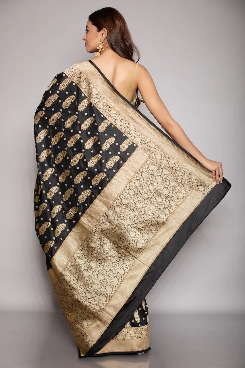 Black Karwa Benarasi Silk saree
