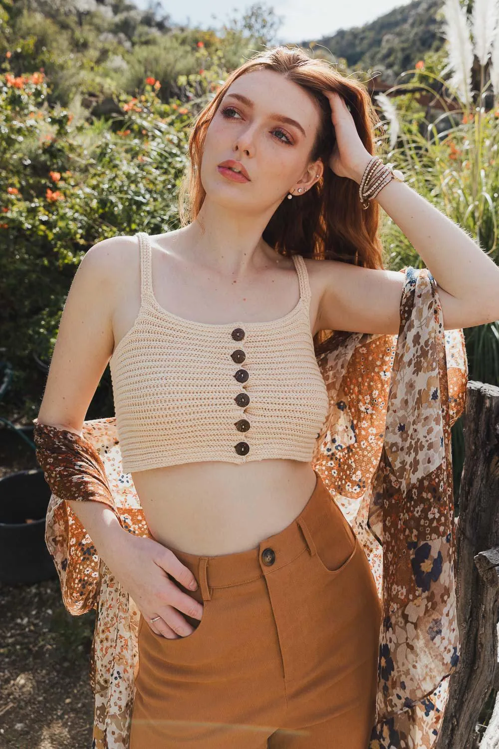Button Down Knit Brami Top