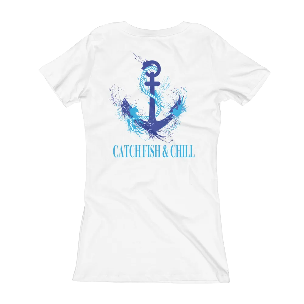 CATCH FISH & CHILL WOMENS SPLASH ANCHOR V TEE