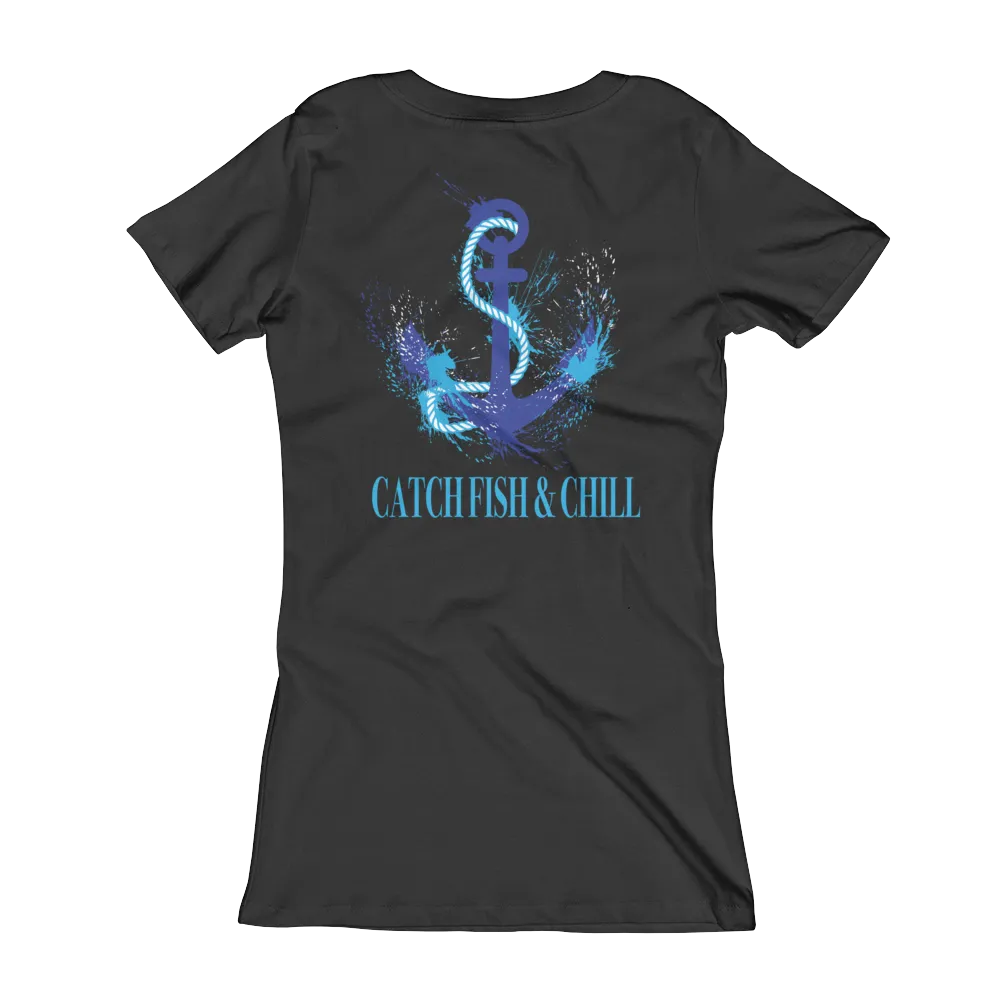CATCH FISH & CHILL WOMENS SPLASH ANCHOR V TEE