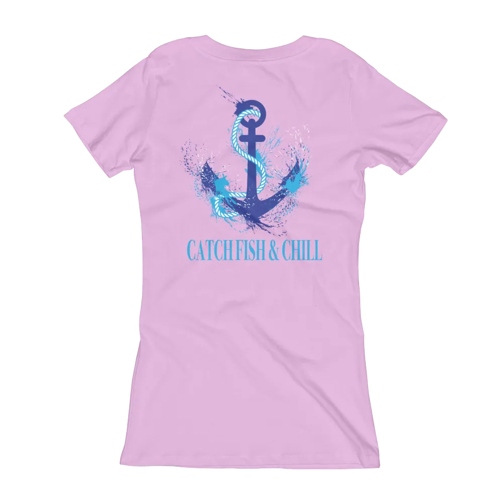 CATCH FISH & CHILL WOMENS SPLASH ANCHOR V TEE