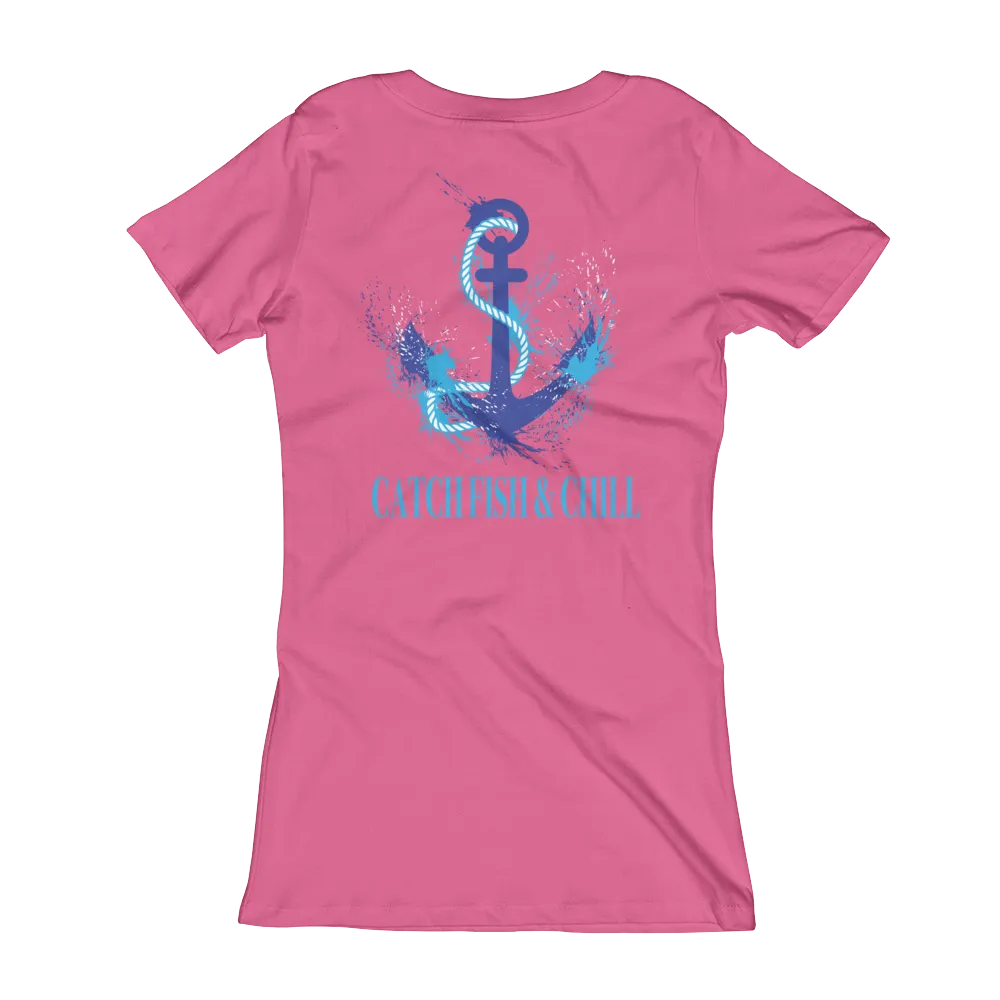 CATCH FISH & CHILL WOMENS SPLASH ANCHOR V TEE