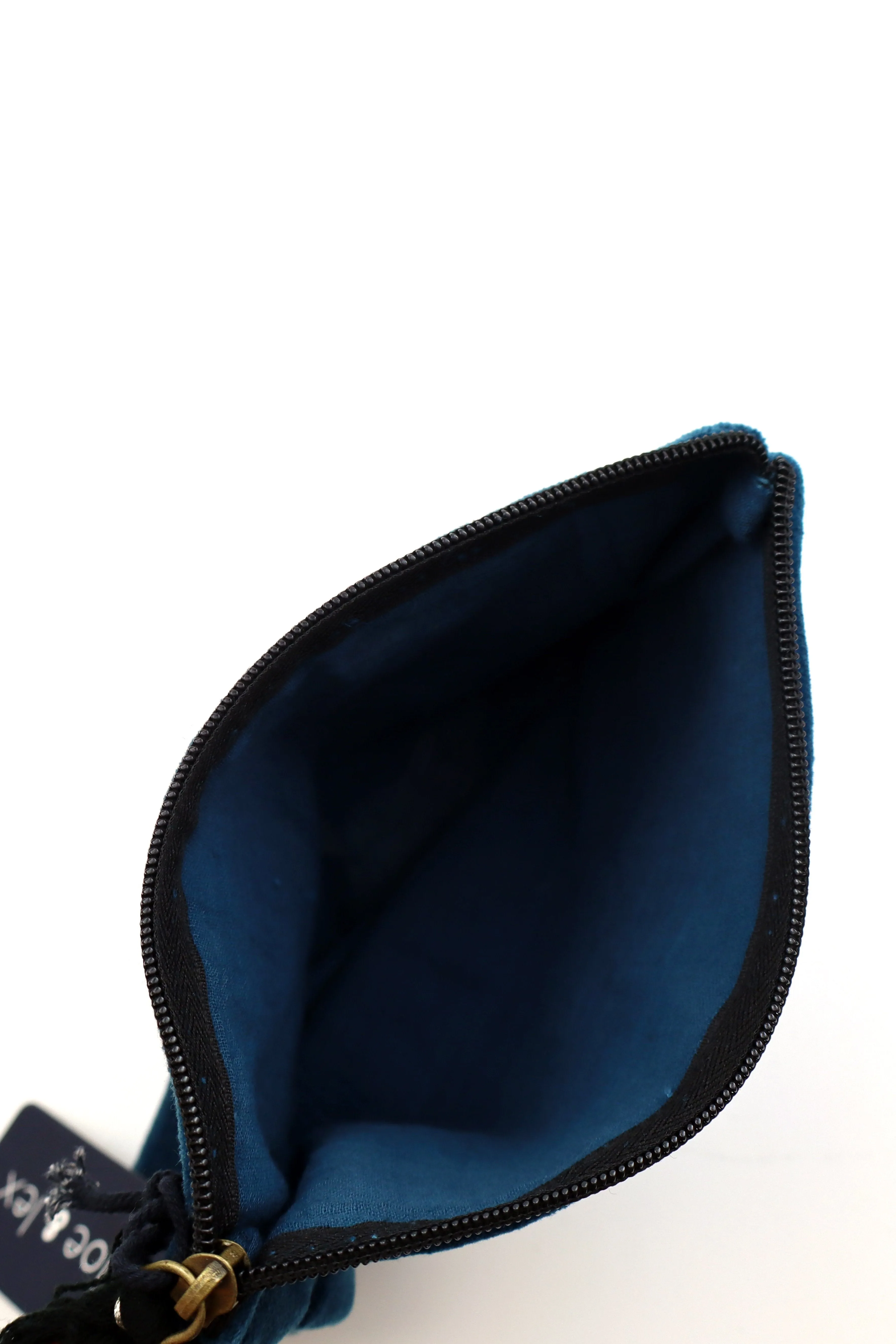 Chloe & Lex Rich Blue Bees Velvet Medium Pouch