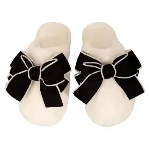 Christa CozyCream Slippers Black Bows: Medium