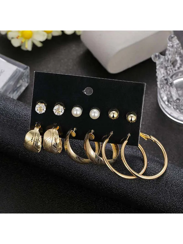 Combo of 15 Pair Studs and Pearl Hoop Earrings