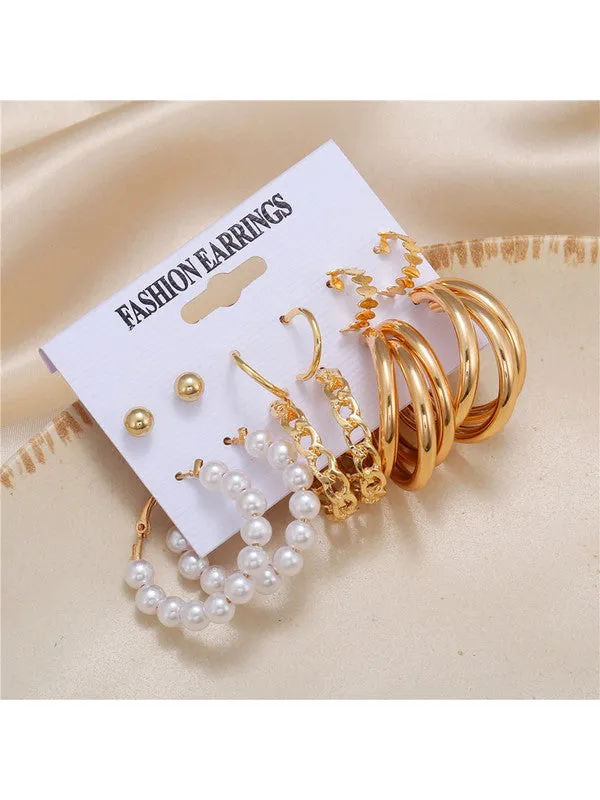 Combo of 18 Pair Pearl Stone Studs and Hoop Earrings