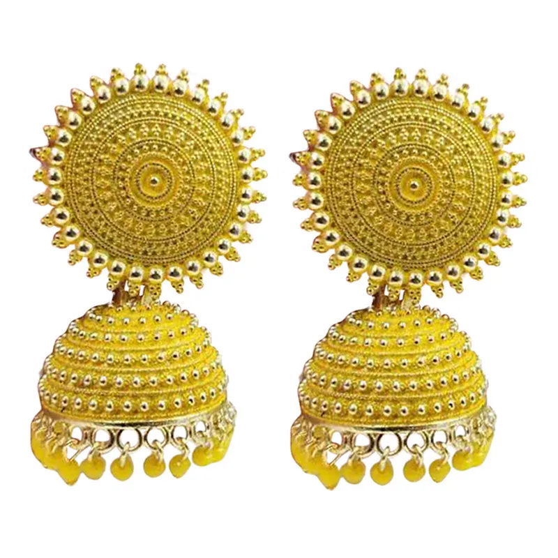 Combo of 2 Yellow and Red Pearls Dome Shape Jhumki