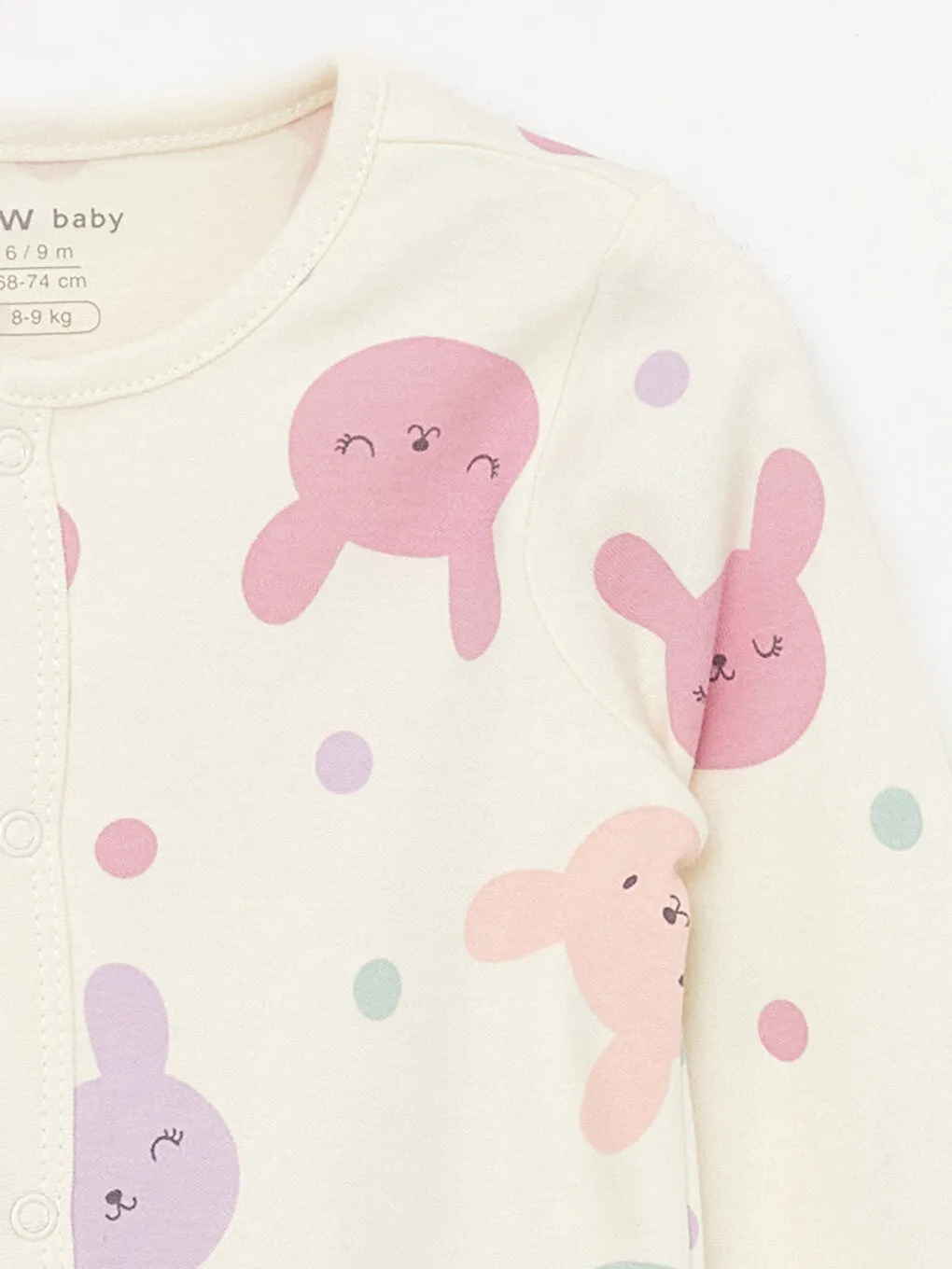 Crew Neck Long Sleeve Baby Girl Jumpsuit 2-pack