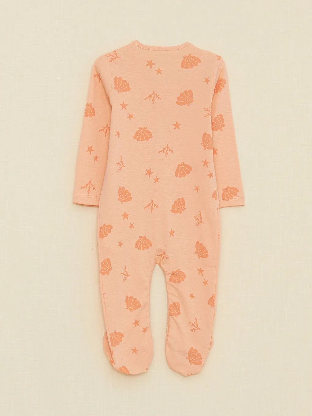 Crew Neck Long Sleeve Printed Organic Cotton Baby Girl Jumpsuit and Headband Set of 2