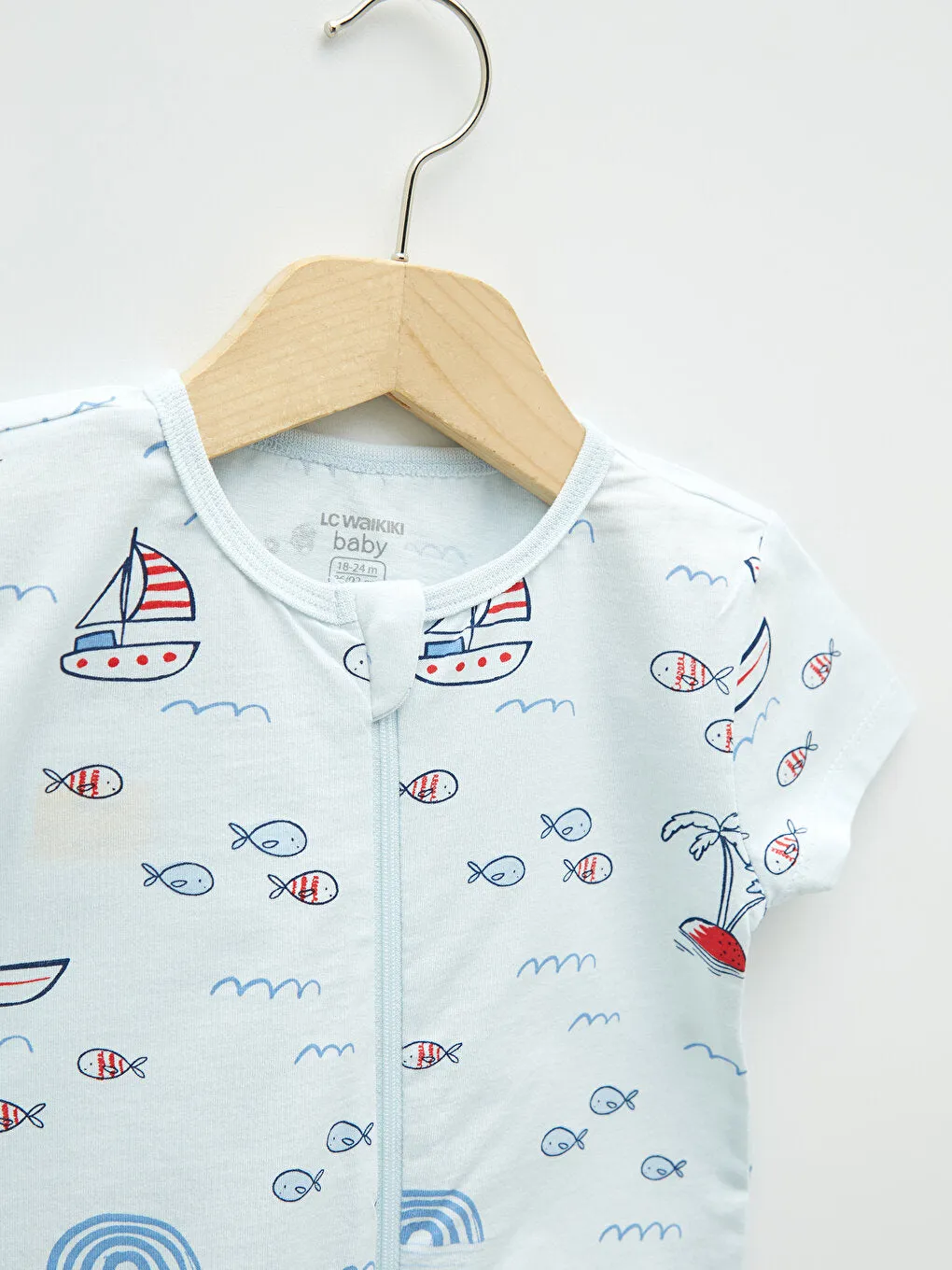 Crew Neck Short Sleeve Printed Baby Boy Jumpsuit