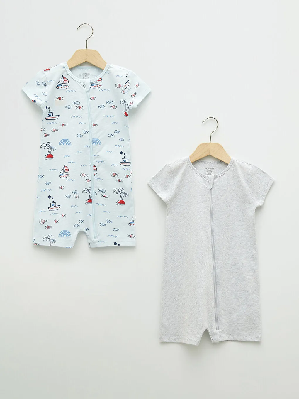 Crew Neck Short Sleeve Printed Baby Boy Jumpsuit