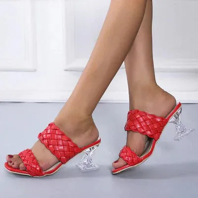 Crystal High-Heeled Slippers