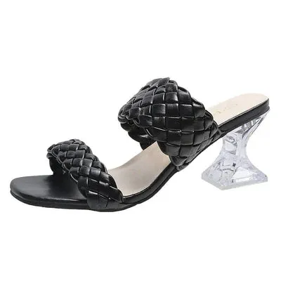 Crystal High-Heeled Slippers