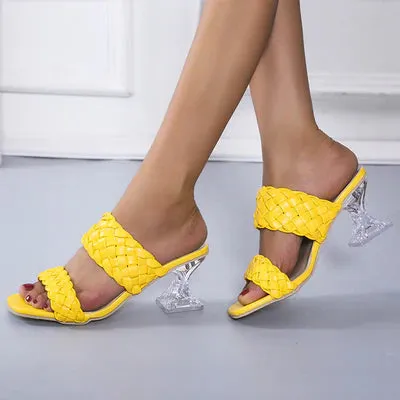 Crystal High-Heeled Slippers