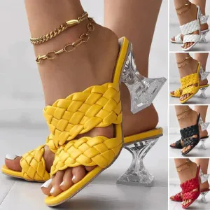 Crystal High-Heeled Slippers