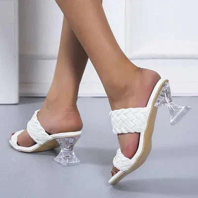 Crystal High-Heeled Slippers