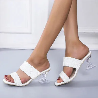 Crystal High-Heeled Slippers