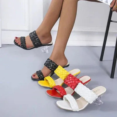 Crystal High-Heeled Slippers