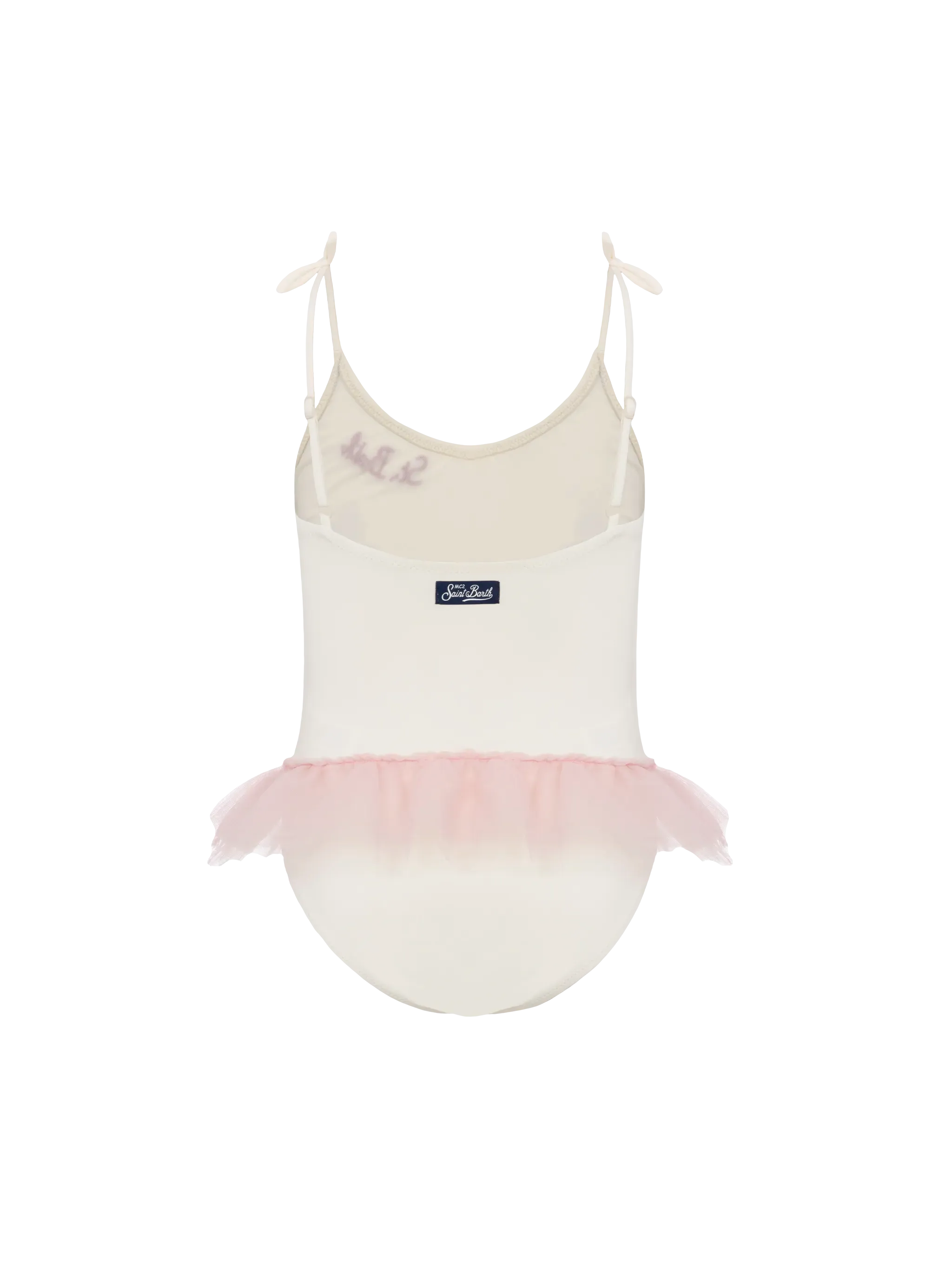 Dancer one-piece swimsuit with tulle ruffle and glittered bows