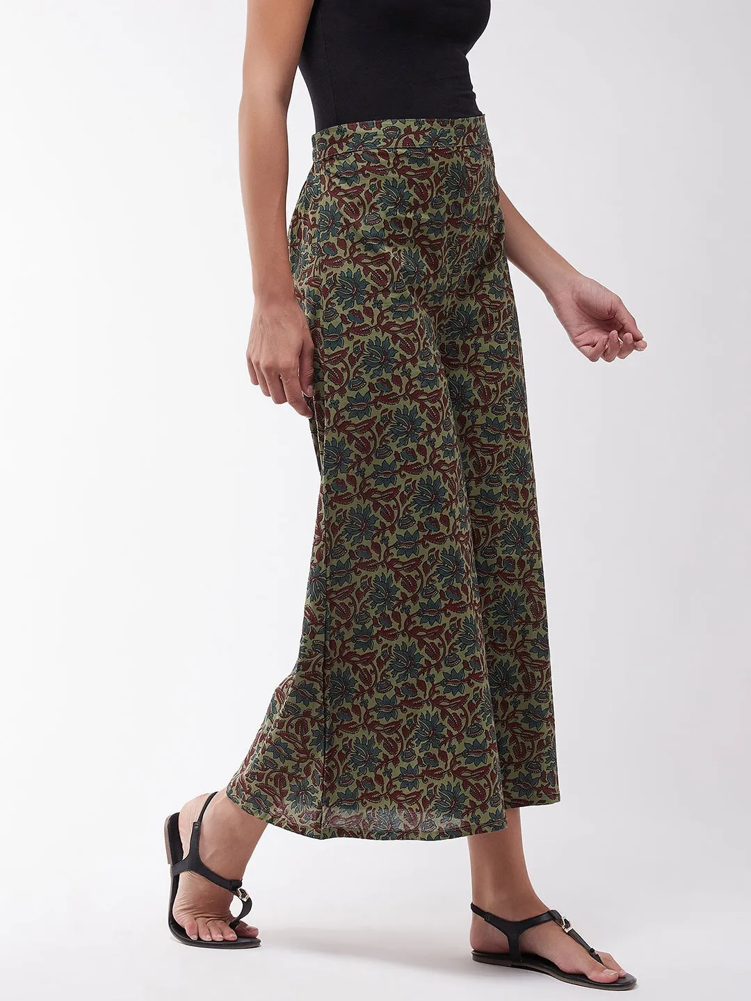 Dark Green Kalamkari Palazzo
