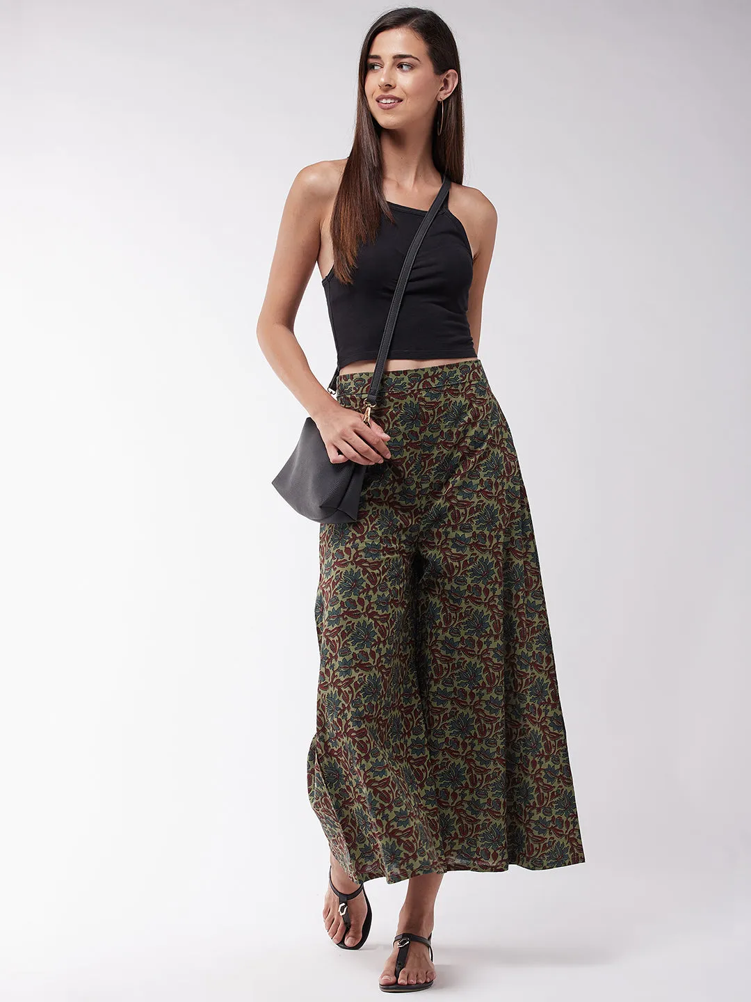 Dark Green Kalamkari Palazzo