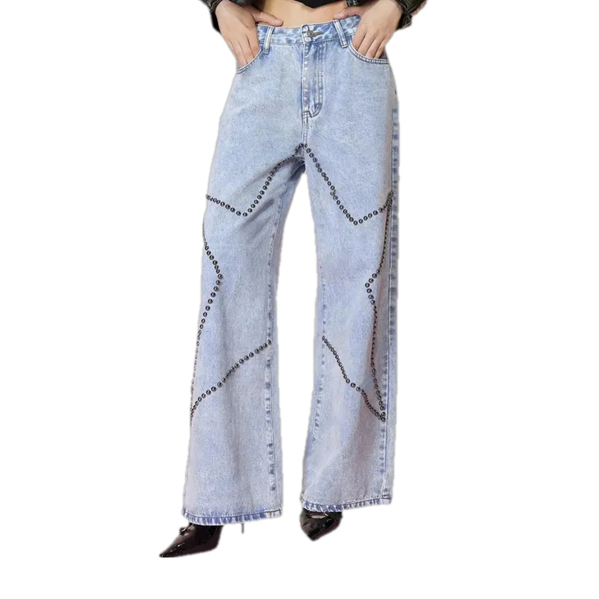 Embellished studded jeans for ladies